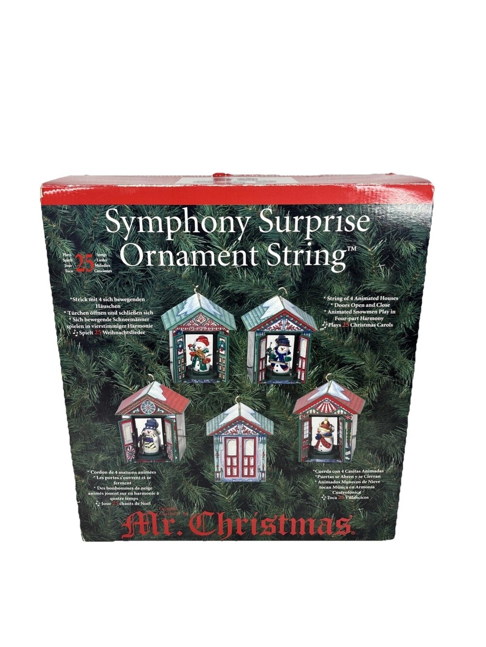 Mr Christmas Symphony Surprise Ornament String Musical Houses Snowman New